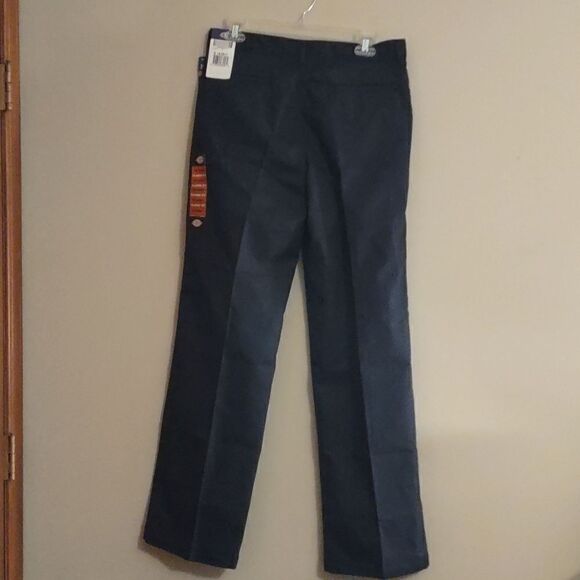 New Dickies Navy boys flat front classic fit straight leg pants 16 husky - Picture 3 of 8